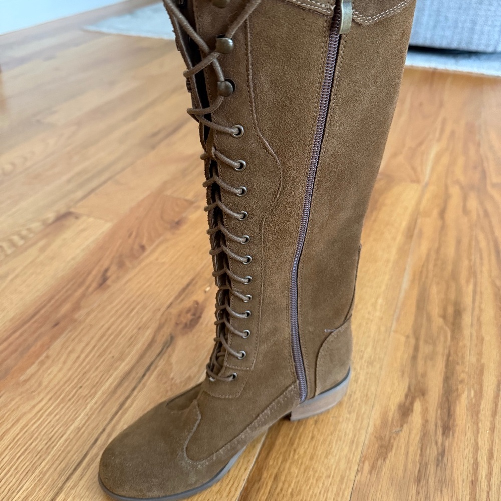 Joyfolie Girls Suede Brown Lace Up Boots